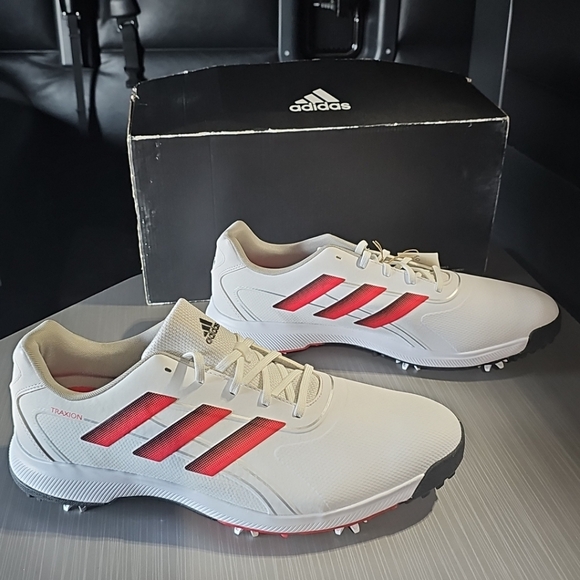 Adidas Traxion Lite‎ Max White Black Red Waterproof Golf Shoes Men\'s 15W GV9674 main image 5